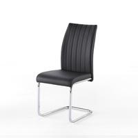 Riva Dining Chair In Black Faux Leather With Chrome Base