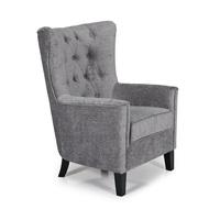 Riley Modern Sofa Chair In Steel Fabric With Wooden Legs