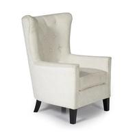 Riley Sofa Chair In Pearl Fabric With Wooden Legs