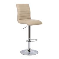 Ripple Bar Stool In Stone Faux Leather With Chrome Base