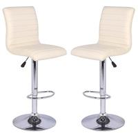 Ripple Bar Stools In Cream Faux Leather in A Pair