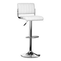 Ribbed Bar Stool In White Faux Leather With Chrome Base