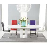 Richmond 180cm White High Gloss Extending Dining Table with Malaga Chairs