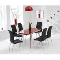 Ritz Red Extending Glass Dining Table with Black Calgary Chairs