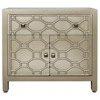 Ritz Gold Geometric Wood 1 Drawer 2 Door Cabinet