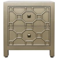 Ritz Gold Geometric Wood 2 Drawer Cabinet