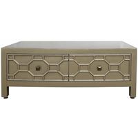 ritz gold geometric wood 2 drawer coffee table