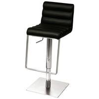 Riva Black Leather Bar Stool with Stainless Steel Base