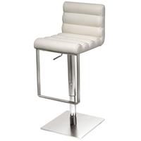 Riva White Leather Bar Stool with Stainless Steel Base