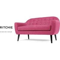 Ritchie 2 Seater Sofa, Candy Pink with Rainbow Buttons