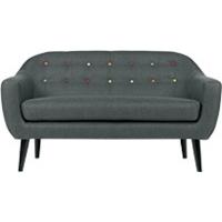 Ritchie 2 Seater Sofa, Anthracite Grey with Rainbow Buttons