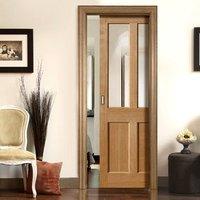 River Oak Severn Oak Single Pocket Door - Clear Glass