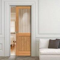 River Thames Oak Single Pocket Door Half Light - Etched Clear Glass