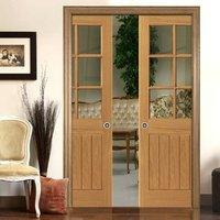 river thames oak double pocket doors clear glass