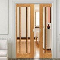 River Oak Darwen Double Pocket Doors - Clear Glass