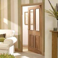 Richmond Oak Door with Raised Mouldings both sides and Bevelled Clear Glass