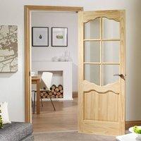 riviera 6 pane clear pine door with clear safety glass