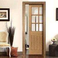 River Thames Oak Single Pocket Door - Clear Glass