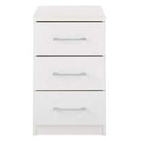 riga gloss 3 drawer bedside table