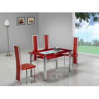 Rimini Large Red Glass Dining Table with 4 G601 Chair