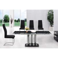 Rihanna Glass Extending Dining Table With 4 G655 Black Chairs