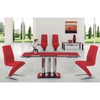 Rihanna Red Glass Extending Dining Table And 6 Z Dining Chairs