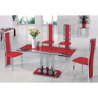 Rihanna Extending Glass Dining Table With 4 Dining Chairs Red