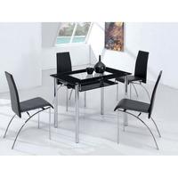 Rimini Large Black Glass Dining Table with 4 D211 Chairs