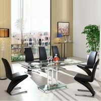 Rihanna Extending Glass Dining Table With 6 Demi Black Chairs