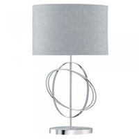 Rings Chrome Table Lamp With Silver Linen Drum Shade