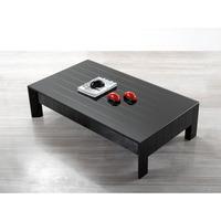 Rimini Storage Coffee Table In Black Ash With Glass Top