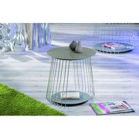 Rivoli Glass Top End Table With Satin Chrome