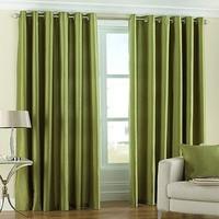 Riva Home Fiji Faux Silk Eyelet Lined Curtains, Green, 66 x 54 Inch