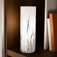 Rivato  cylindrical table lamp with grass pattern