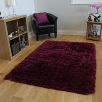 Rich Plum Extra Soft Faux Fur Thick Shaggy Rug- Deluxe Plum FF 133cm Circle