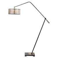 Riva Floor Lamp In Champagne Mica With Black Trim And Metal Base