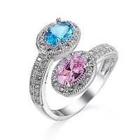 Ring Engagement Ring Sapphire AAA Cubic Zirconia Fashion Classic Elegant Gemstone Round Jewelry For Wedding Party