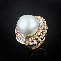Ring Men\'s Imitation Pearl Brass Brass As the Picture The color of embellishments are shown as picture.