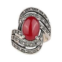 Ring Resin Silver Plated Simulated Diamond Alloy Fashion Black Red Jewelry Wedding Party Daily Casual 1pc