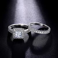 ring engagement ring aaa cubic zirconia fashion luxury classic silver  ...