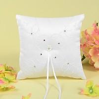 ring pillow in satin with ribbonsrhinestonesembroidery