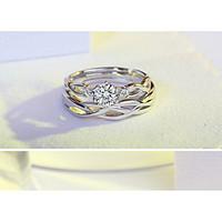 Ring AAA Cubic Zirconia Circular Love Fashion Elegant Silver Jewelry Wedding Party 2PCS