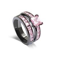 Ring Wedding Party Daily Jewelry Alloy Rhinestone Women Ring 1 pair, 6 7 8 9 Pink