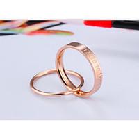 Ring Engagement Fated To Love You Fashion Simple Style Classic Rose Gold Ring Wedding Anniversary Daily 2PCS 1Set