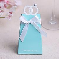 Ring Design Pyramid Favor Boxes With Ribbons (Set of 12)