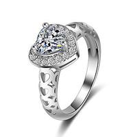 Ring AAA Cubic Zirconia Heart Shape Fashion Elegant Silver Jewelry For Wedding Party Anniversary 1 Set