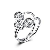 Ring Wedding Party Special Occasion Daily Casual Jewelry Sterling Silver Zircon Ring 1pc, Adjustable Silver