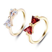 Ring AAA Cubic Zirconia Fashion Elegant Gemstone Round Heart Shape White Red Cut Jewelry For Wedding Party 2PCS