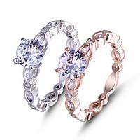 Ring Engagement Ring AAA Cubic Zirconia Love Fashion Elegant Rose Gold Platinum Gemstone Jewelry For Wedding Party 2PCS