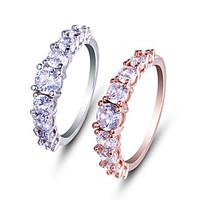 Ring Engagement Ring AAA Cubic Zirconia Fashion Simple Style Elegant Rose Gold Platinum Round Jewelry For Wedding Party 2PCS
